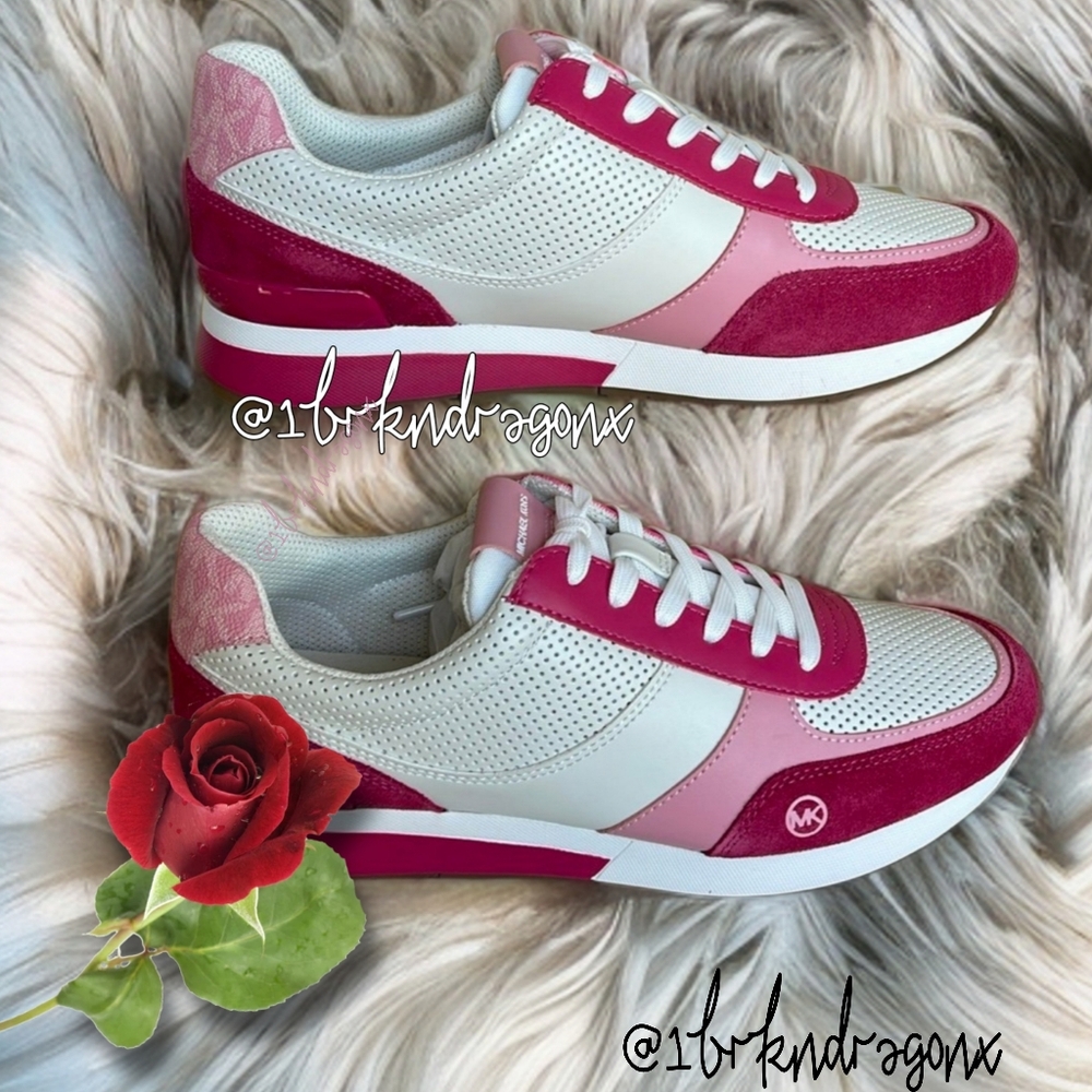 NWT Trainers MK Sneakers Pink on Pink in Signature Logo Michael Kors Gym Summer